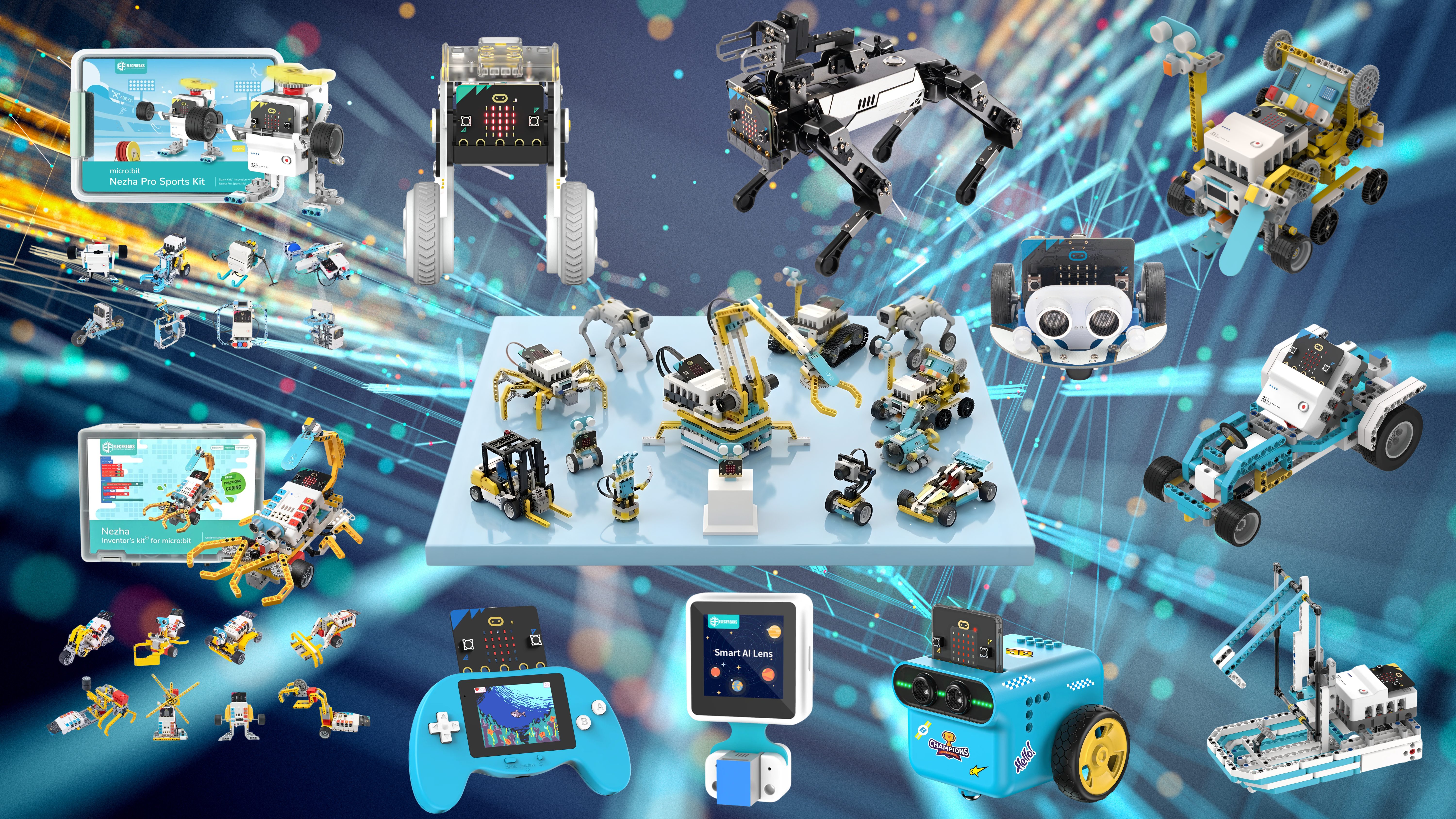 Full product lineup — STEM kits, robotics, and coding tools